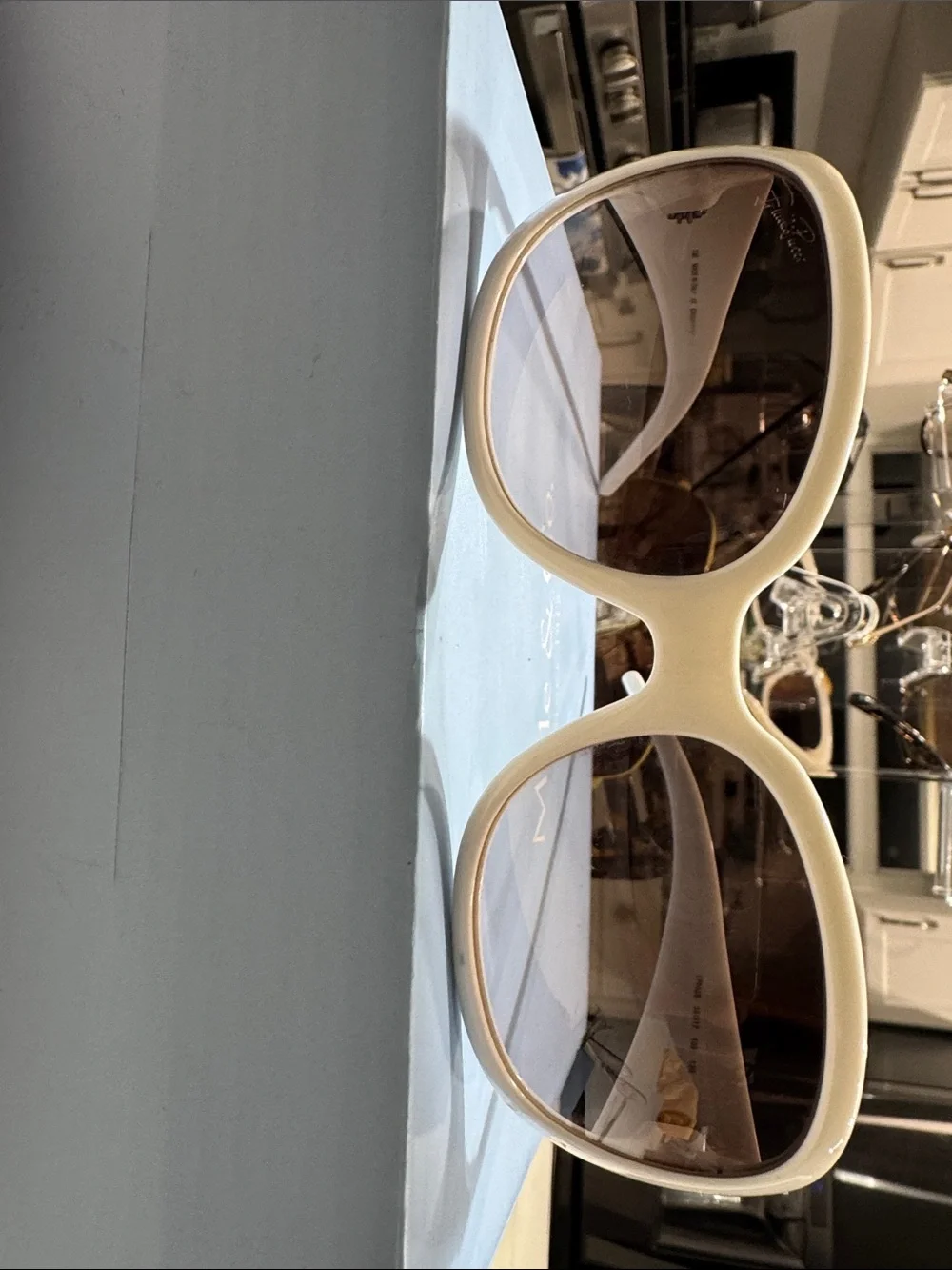 Emilio Pucci White Sunglasses with Gold Logo Accent (Italy )